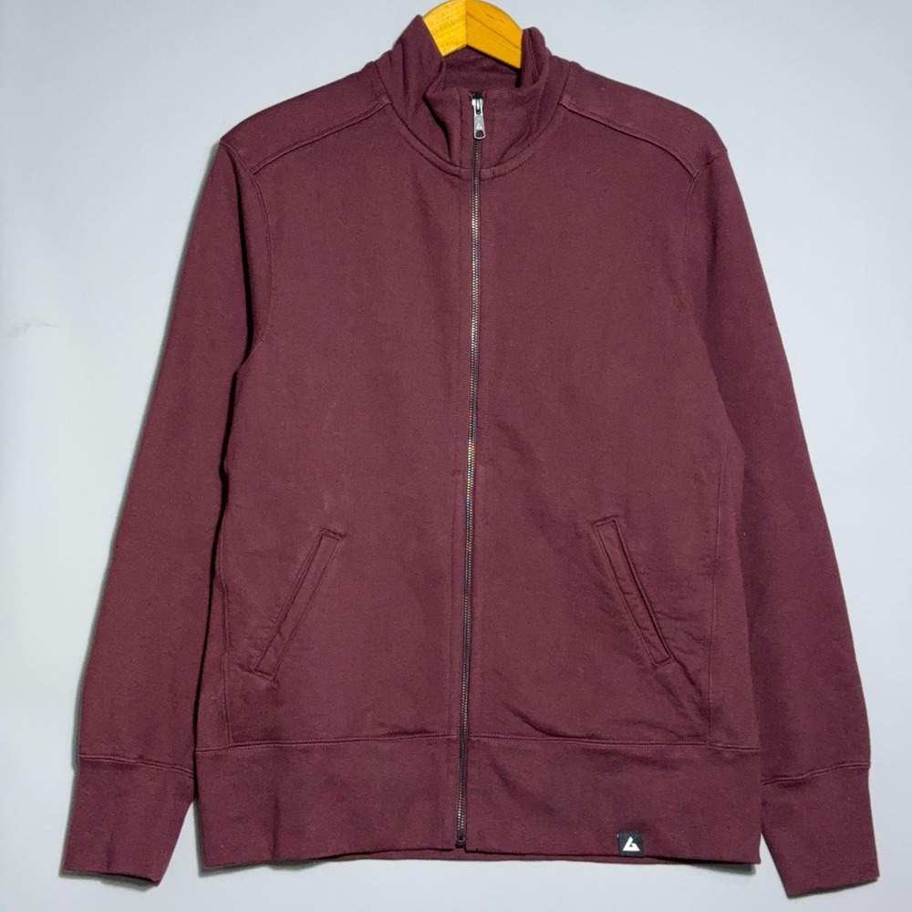 American Giant Full Zip Jacket Mens Size Large Fleece Bomber Maroon Heavyweight